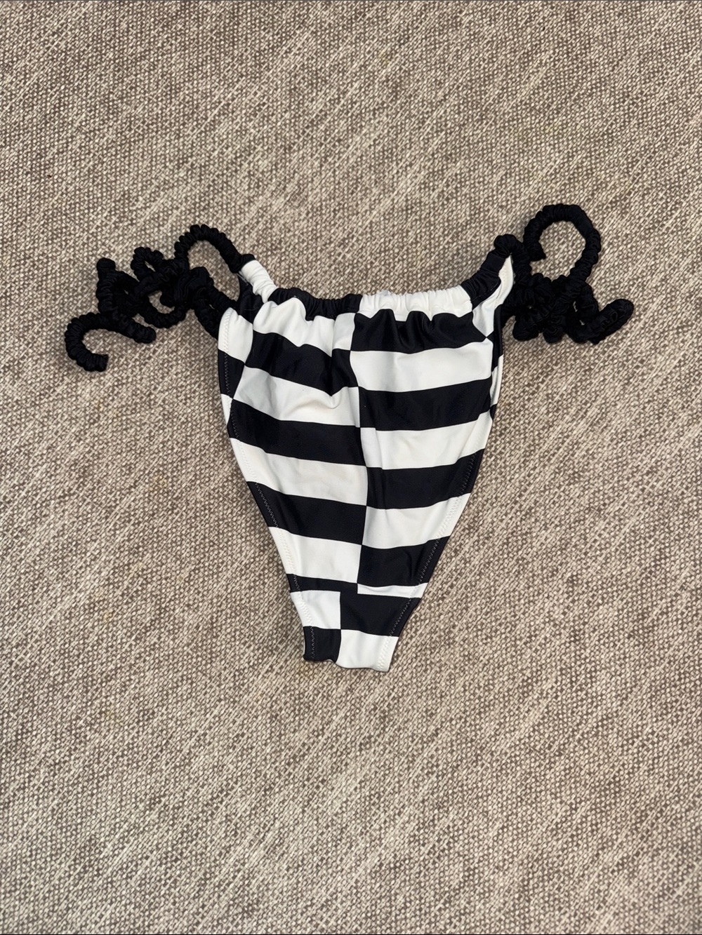 aerie Black & White Checkered Tie-Side Bikini Bottoms - Picture 2 of 3